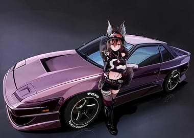 Anime Girl with Purple Car