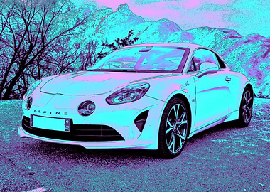 Alpine A110 in Psychedelic Landscape