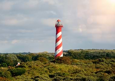 Red and White Striped Lighthouse
