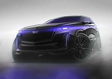 Black Cadillac SUV Digital Art