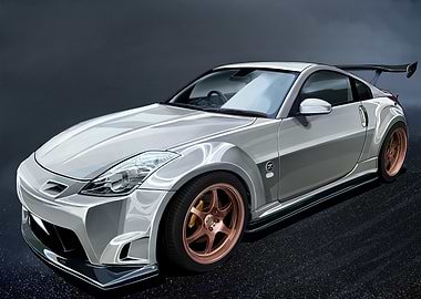 Silver Nissan 350Z Digital Art