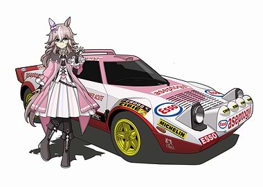 Anime Girl with Rally Car