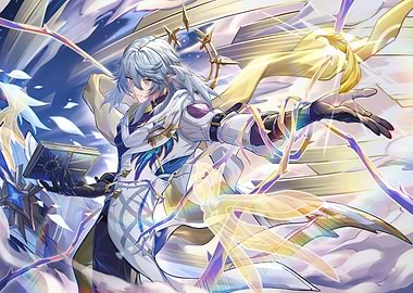 Anime character with book and wings