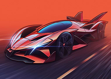 Sleek Red Sports Car Illustration