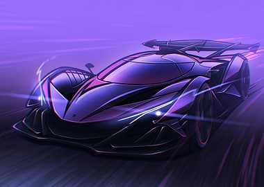 Sleek Purple Sports Car Illustration