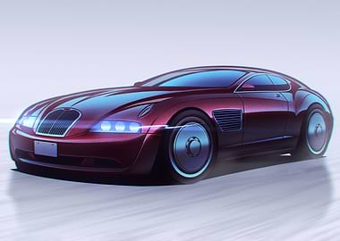 Burgundy Car Digital Art