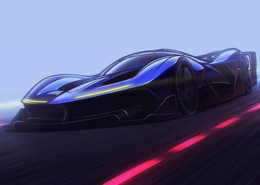 Sleek Blue Sports Car Illustration