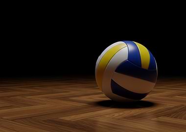 Volleyball on Wooden Floor