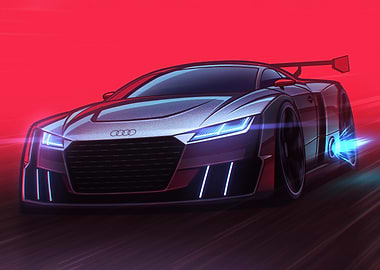 Sleek Silver Audi TT Illustration