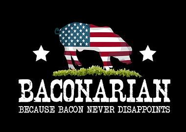 Patriotic Bacon Lover Men Pig Meat Barbecue BBQ Bacon
