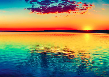 Colorful Sunset Over Water