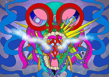 Abstract Colorful Cosmic Creature Illustration