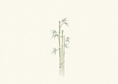 Bamboo Stalks on Cream Background