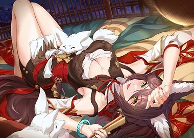 Anime Girl with Fox Spirits