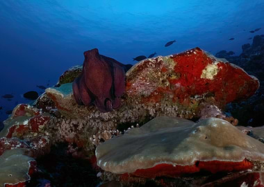 Underwater Coral Reef with Octopus