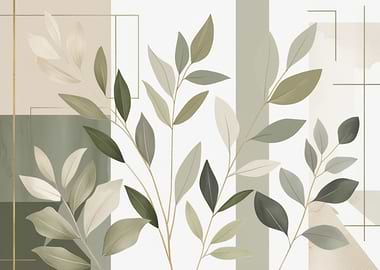 Botanical Art with Geometric Accents