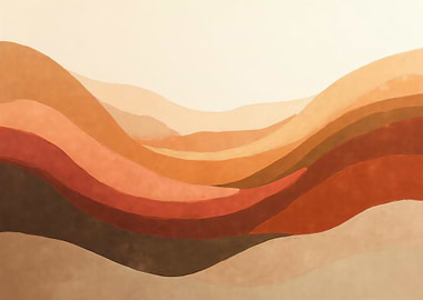 Abstract Earth Tone Wavy Landscape