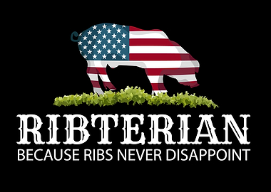 Patriotic Ribs Lover Men Pig Meat Barbecue BBQ Ribs