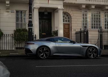 Silver Aston Martin DB12 in London