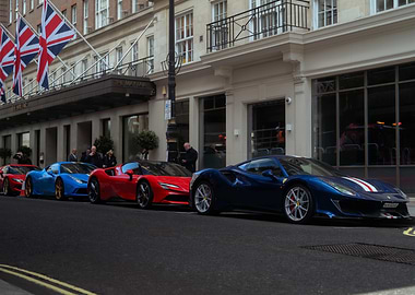 Ferrari Convoy Parked in Mayfair London