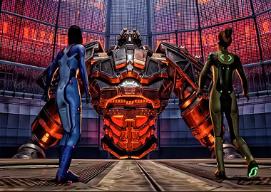 Sci-Fi Confrontation with Robot