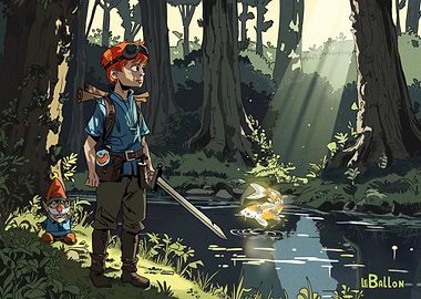 Boy, Gnome, and Magical Fish
