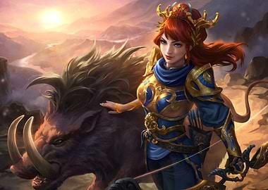 Fantasy Archer with Boar Companion