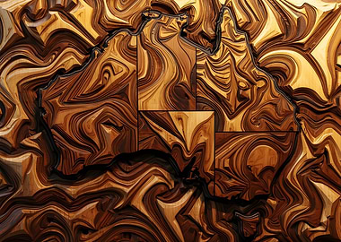 Australia Wood Carving Map Art