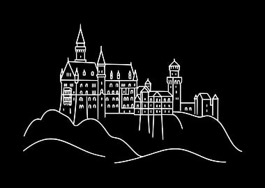 Neuschwanstein Castle — Minimal Line Art