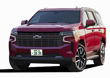 Maroon Chevrolet Tahoe Illustration