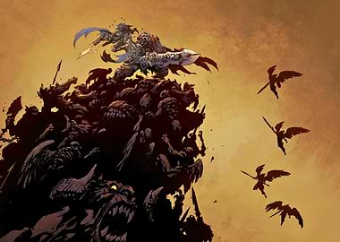 Fantasy Warriors on a Demon Horde