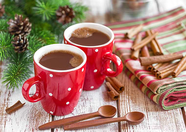 Two mugs of hot chocolate