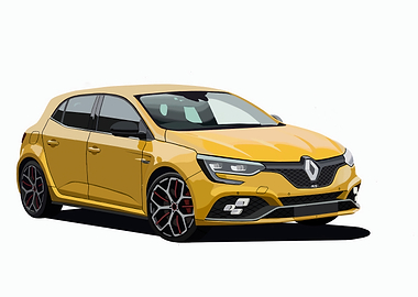 Yellow Renault Megane RS Illustration