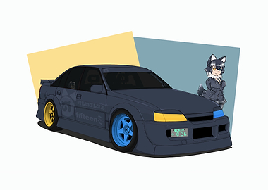 Custom Car with Anime-Style Character