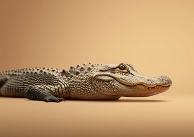 Alligator Portrait on Neutral Background