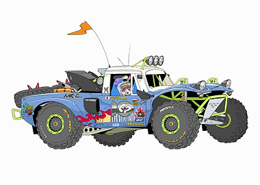 Cartoonish Off-Road Vehicle with Anime Driver