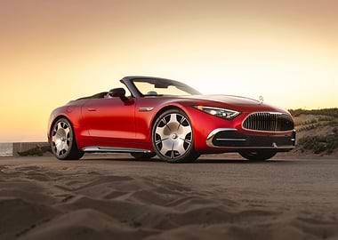 Red Mercedes-Maybach Convertible on Beach
