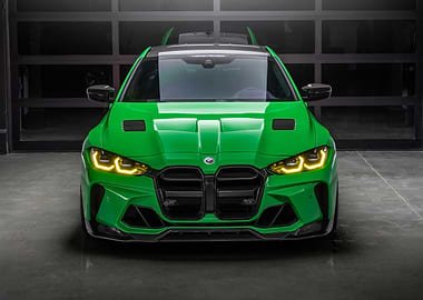 Green BMW M4 Front View