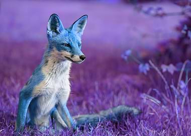 Blue Fox in Purple Field