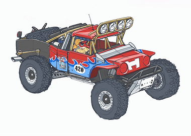 Cartoonish Off-Road Vehicle Illustration