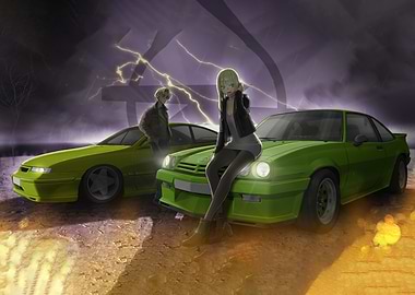 Anime Style Car Scene with Characters