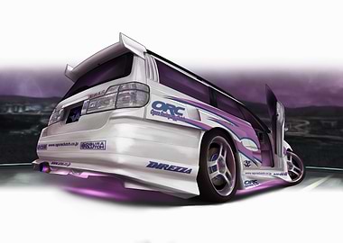 Customized White Van with Purple Accents