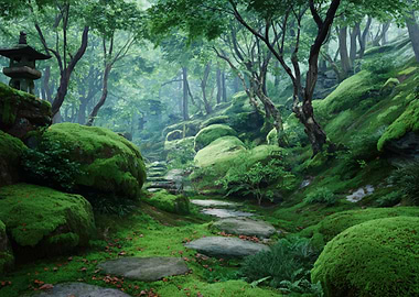 Lush Mossy Forest Path