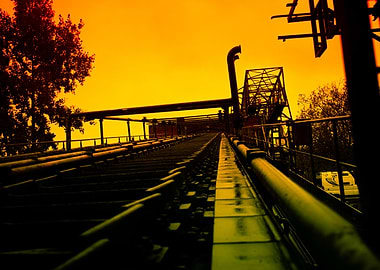 Industrial Structure with Pipes and Walkway