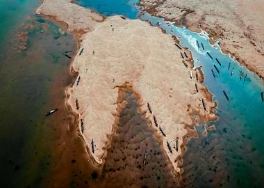 Aerial View of Boats on Sandy Shore