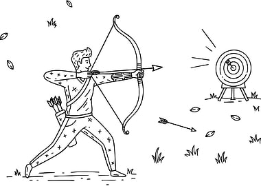 Archer aiming at target illustration