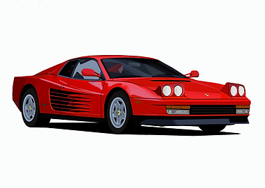 Red Ferrari Testarossa Illustration