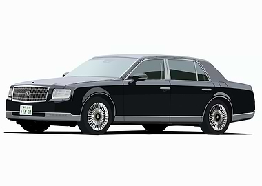 Black Toyota Century Car Illustration