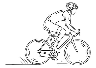 Cyclist line art on white background
