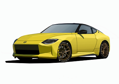 Yellow Nissan Z Car Illustration